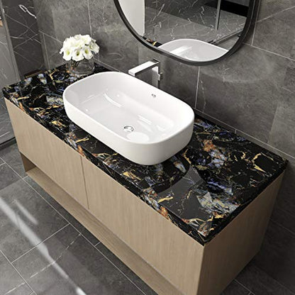 LACHEERY Sapphire Look Marble Contact Paper for Countertops Decorative Self Adhesive Wall Paper Roll Removable Marble Peel and Stick Wallpaper for Kitchen Cabinets Liners Backsplash Table 15.8"x80" - size: 15.8" x 80"