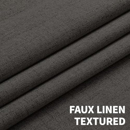 CUCRAF 100% Blackout Window Curtains 63 inches Long 2 Panels Set, Faux Linen Look Thermal Insulated Grommet Drapes, Room Darkening Curtain for Bedroom Living Room(W52 x L63 Inch, Grey) - color: Grey, size: 52"W x 63"L (Pack of 2)