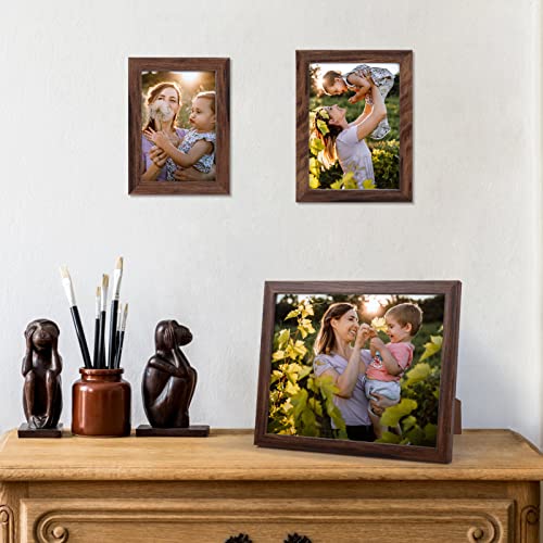 Giftgarden 10-Pack Brown Picture Frames for Multiple Sizes Photos, Four 4x6, Four 5x7, Two 8x10, Multi Assorted Rustic Walnut-Color Frame Collage for Wall or Tabletop - color: Brown Without Mat