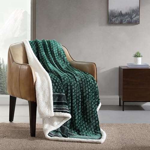 Eddie Bauer - Throw Blanket, Brushed Fleece & Plush Sherpa Soft Bedding, Blanket for Couch & Bed (Fair Isle Green, 50" x 60") - color: Fair Isle Green, size: 50" x 60"