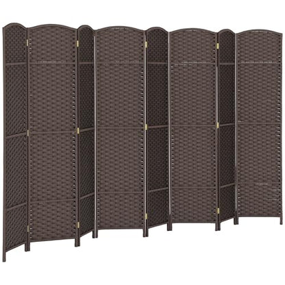 HOMCOM Room Divider 8 Panel Folding Screen Freestanding 5.6' Tall Brown | Freestanding Partition, Home Office, Bedroom - color: Brown, size: 8 Panel