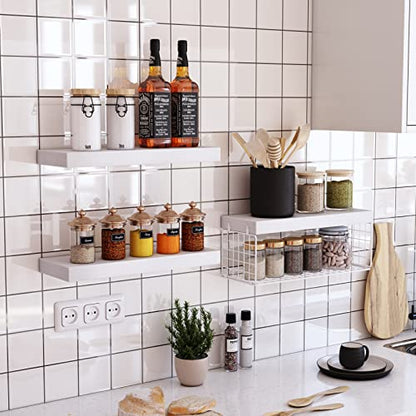 QEEIG White Bathroom Shelves Over Toilet - Wall Mounted Floating Shelves Farmhouse Shelf Toilet Paper Storage Small 16 inch Set of 2 (019-W2) - color: C. White, size: 2pcs