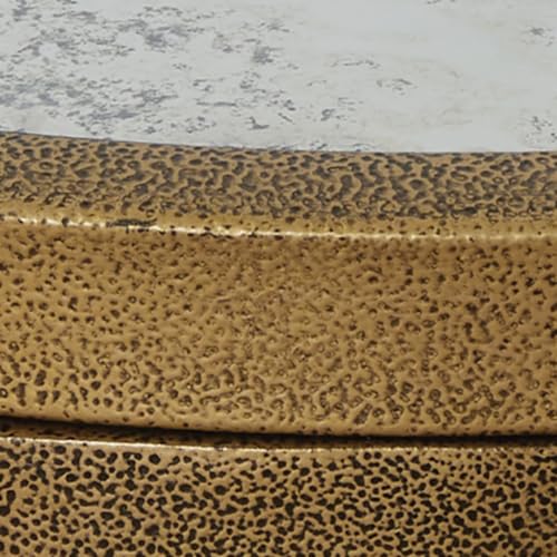 Signature Design by Ashley Korajane Round End Table, Gold, 20 Inch | 20x20x23 in round end table, 21.63 in under table space, Faux marble tempered glass top, Antique gold metal frame - color: Antique Gold