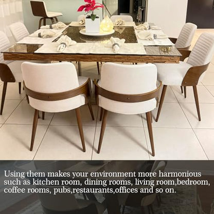 Dining Room Chairs Set of 4,Mid Century Modern Kitchen Chairs,Upholstered Beige Fabric Accent Chairs,Metal Legs Wooden Desk Chairs Armless and No Wheels for Kitchen Dining Living Room - color: Beige Fabric, size: Set of 4