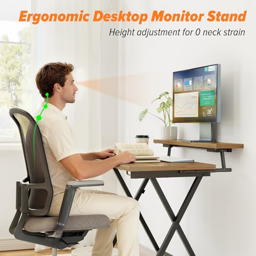 WOHOMO Folding Computer Desk with Monitor Stand, Adjustable Height, Walnut | Foldable Table Small Office Desk for Bedroom, Space Saving Desk for Home Office, Easy Assembly - color: Walnut