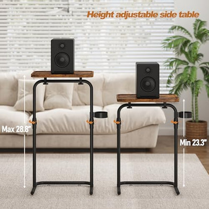 TUTOTAK C Shaped End Table with Tiltable Surface, Set of 2, Adjustable Height Side Table, Slide Under Couch Table TV Tray for Eating, Sofa Tray for Livingroom, Bedroom Brown TB01BB0912 - color: Brown