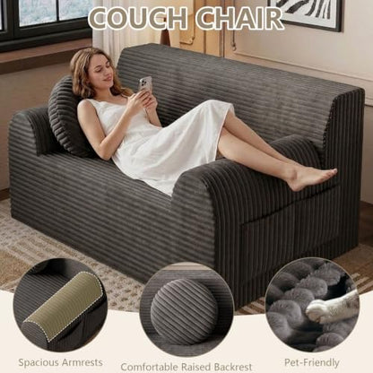 42" Boneless Oversized Chair with Side Pocket, Sofa Small Single Couch in a Box, Deep Seating Boneless Chair for Bedroom Living Room Office Apartment, No Assembly, Dark Grey - color: Dark Grey, size: 42'' Style 3