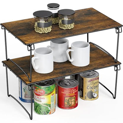 Deco Brothers Stackable Cabinet Shelf, 2 Pack, Rustic Brown - color: Rustic Brown
