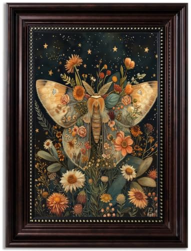 Framed William Morris Moth Canvas Wall Art Vintage Plant Butterfly Wall Decor Pictures Dark Academia Starry Sky Floral Poster Prints for Office Living Room Bedroom Home Decoration 12x16in - color: Butterfly, size: 16"L x 12"W