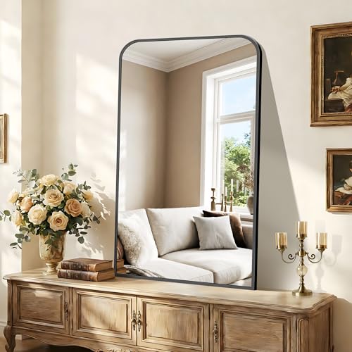 COFENY Bathroom Mirror, 30x50 inch Black Rectangle Wall Mounted Mirror with Thin Frame, Bathroom Vanity Mirrors for Over Sink, Entryway, Living Room, Bedroom - color: Black, size: 30x50inch