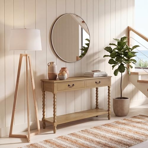 SAFAVIEH Furniture - Athena 2-Drawer Console Table - Desert Brown - Solid Wood - Farmhouse Classic Design - Ideal for Entryway, Living Room, Hallway, 35.5" W x 13" D x 29.5" H (CNS5702F) - color: Desert Brown