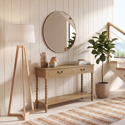 SAFAVIEH Furniture - Athena 2-Drawer Console Table - Desert Brown - Solid Wood - Farmhouse Classic Design - Ideal for Entryway, Living Room, Hallway, 35.5" W x 13" D x 29.5" H (CNS5702F) - color: Desert Brown