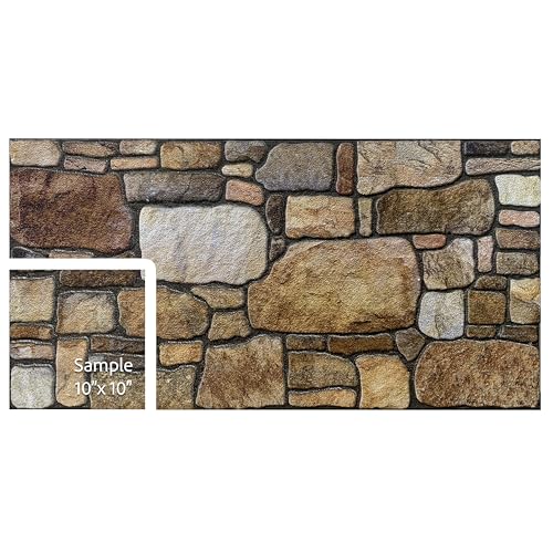 Dundee Deco 3D Wall Panels - Cladding Brown Off-White Stone Look Wall Paneling, Styrofoam Facing for Interior and Exterior Applications, DIY, Sample, Size 10 x 10 in. - color: Brown, Off-White, size: Sample, 10" x 10"