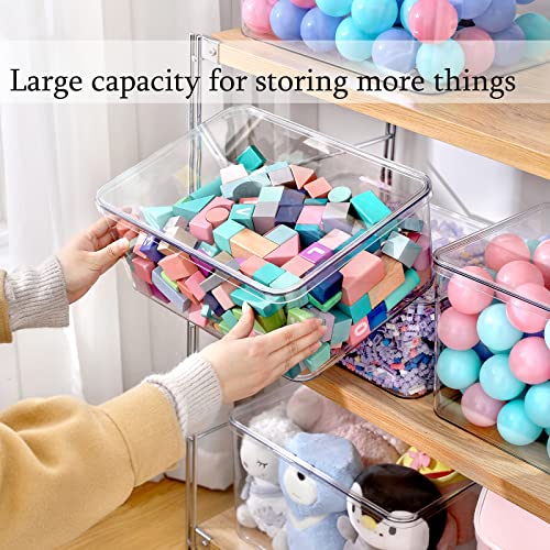 Clear Storage Bins With Lids,5 Packs Food Storage Organizer,Cabinet Storage Basket for Clothing, Towels, Cosmetics, Kitchen Storage Containers,Transparent Pantry Containers (3L+2S) - size: 3L+2S