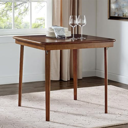 Stakmore Classic Straight Edge Square Wood Folding Table, 32x32, Fruitwood | Foldable Card Table, Wooden Tabletop Furniture for Cards, Board Games, Dining, and Extra Seating - color: Fruitwood