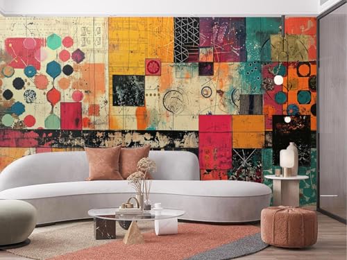 Pink Orange Cream Yellow Black Oil Paint Graffiti Abstract Wall Mural Peel and Stick Art Wallpaper Self Adhesive Removable Mural Large Foil Wall Decor Print Picture - color: Ma-006, size: 149"x212"