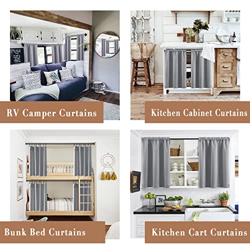 XTMYI RV Curtains/Mini Blinds/Camper Window Shade,Insulation Blackout Short Light Grey Bathroom Curtains for Shower Window Coverings 24 Inch Length - color: Light Grey, size: 30"W x 24"L (Pack of 2)