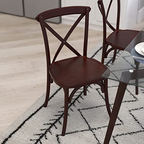 Merrick Lane Bardstown X-Back Bistro Style Wooden Dining Chair for Kitchens and Dining Rooms, High-Back Wood Stackable Kitchen Chair, Walnut - color: Walnut