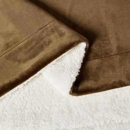 Amazon Basics Reversible Sherpa Throw Blanket, Soft Flannel and Plush, 50"x60", Brown - color: Brown, size: Throw (50"x60")