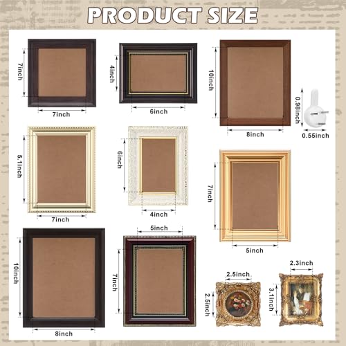 Qunclay 10 Pack Vintage Picture Frames for Wall or Tabletop Display 8x10, 5x7, 4x6 Ornate French Country Farmhouse Antique Gallery Wall Decor for Bedroom Living Room, No Photos Included(Simple Style) - style: Simple Style