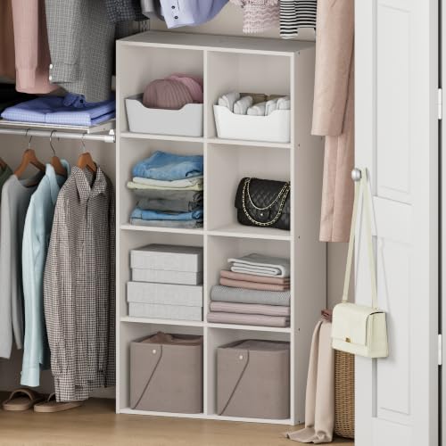 Furinno Reed 8-Cube Closet Organizers and Storage, White | Closet Storage, Closet Organizer for Bedroom, Study Room, Hallway - color: White, size: 8-Cube