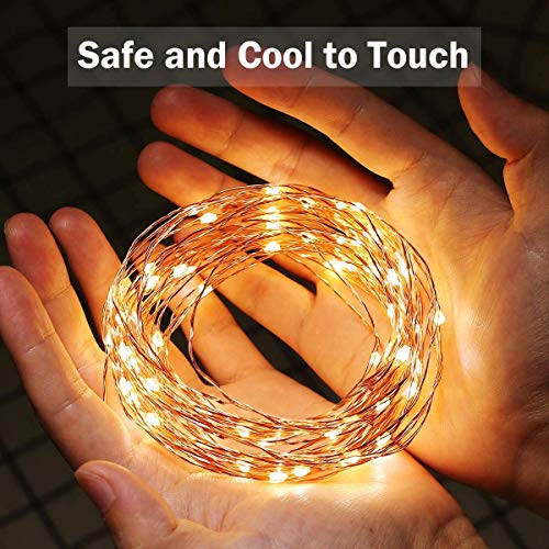LE LIGHTING EVER String Lights 33ft with 100 LEDs, Waterproof Copper Wire Lights, Outdoor & Indoor Decorative Fairy Lights for Bedroom, Patio, Garden, Party, Wedding, Christmas and More | Warm White 3000K, Thin Copper Wire, Waterproof, Steady-on, Indoor O