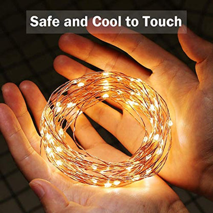 LE LIGHTING EVER String Lights 33ft with 100 LEDs, Waterproof Copper Wire Lights, Outdoor & Indoor Decorative Fairy Lights for Bedroom, Patio, Garden, Party, Wedding, Christmas and More | Warm White 3000K, Thin Copper Wire, Waterproof, Steady-on, Indoor O