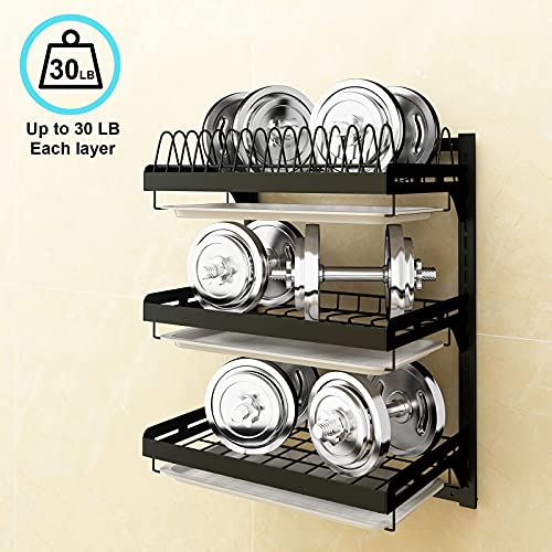 Wall Mounted Stainless Steel Dish Drying Rack Fruit Vegetable Storage Basket with Drainboard and Hanging Chopsticks Cage Knife Holder Kitchen Supplies Shelf Utensils Organizer (3-Tier) - color: 3-tier Dish Rack