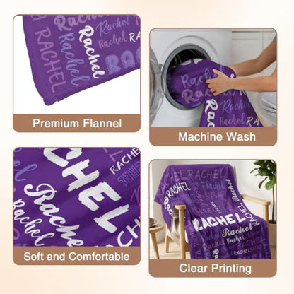 Personalized Blanket with Name, Custom Name Blanket Gifts for Kids Adults Boys Girls Teen, Soft Customized Fleece Flannel Throw for Bedroom Living Room, Birthday Christmas - color: Dark Purple