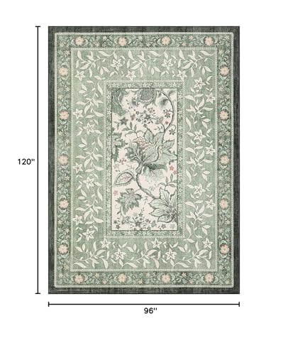 GarveeHome Provence 8x10 Area Rugs for Living Room, Botanical Grove Sage Green Cottagecore Washable Rug for Bedroom Dining Nursery Low-Pile Vintage Large Carpet - color: Sage Grove, size: 8' x 10' (Rectangular)