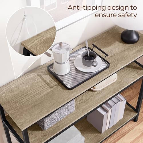 Yaheetech Console Table with 3 Tier Shelves, Entryway Table, Gray, 39.5" | Sofa Table, Entry Table with Storage, Behind Couch Table for Living Room, Easy Assembly, Sturdy Structure, for Small Space - color: Grey