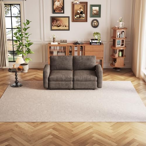 Guyii 63.38" Loveseat Sofa, Extra-Large Dark Brown 2-Piece Twin Sofa Set, 2-Seater Modular Sectional Sofa, Modern Convertible Sectional Couch for Living Room, Bedroom, Home - color: Dark Brown, size: 2 Seat Sofa (No Ottoman)