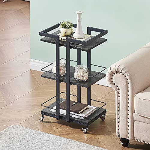 BarberPub 3-Tier Metal Rolling Salon Trolley Cart on Wheels, Grey 2033 - color: Grey