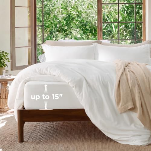 Bedsure Duvet Cover Queen Size with Fitted Sheet - 4 Pieces Prewashed Polyester Extra Soft Bedding Set, Includes 1 Duvet Cover 90''x90'' with Zipper Closure, 2 Pillow Shams, 1 Fitted Sheet, White - color: 00 - White (No Comforter), size: Queen (With Fitte