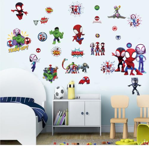 Superhero Wall Decals, Peel and Stick Removable Wall Stickers for Bedroom Party Decor, 80×30cm Comic Hero Wall Art Decorations