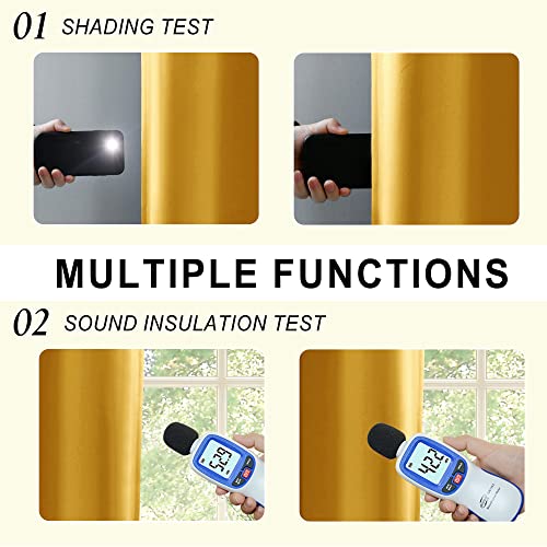 XWZO 100% Blackout Curtains 45 Inches Long with Tiebacks- Soundproof & Energy Efficiency Window Draperies Grommet Top with Black Liner for Bedroom/Living Room, Yellow, W38 x L45, Set of 2 - color: Yellow, size: 38"W x 45"L (Pack of 2)