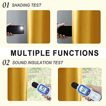 XWZO 100% Blackout Curtains 45 Inches Long with Tiebacks- Soundproof & Energy Efficiency Window Draperies Grommet Top with Black Liner for Bedroom/Living Room, Yellow, W38 x L45, Set of 2 - color: Yellow, size: 38"W x 45"L (Pack of 2)