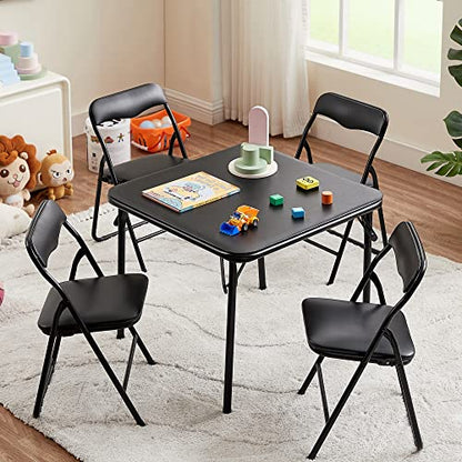 VECELO 24'' Kids Folding Card Table, Portable, with Ultra Soft Padded Cushion, 1 Piece, Black - color: Black