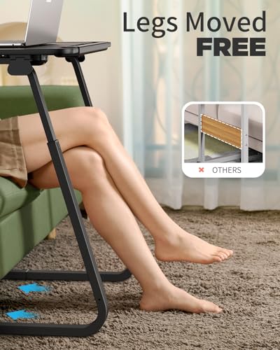 SAIJI Heavy Duty TV Trays Upgraded TV Tables for Eating on Couch | Angle & Height Adjustable Living Room Dinner Table, Laptop Desk for Sofa/Bedside/ Recliner, with Cup Holder and Tablet Slot - color: Black