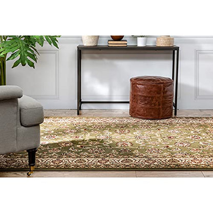 Well Woven Barclay Collection Sarouk Green 4x5 Area Rug - for Entryways, Small Bedrooms, Living Rooms - color: Green, size: 3'11" x 5'3" (Rectangular)