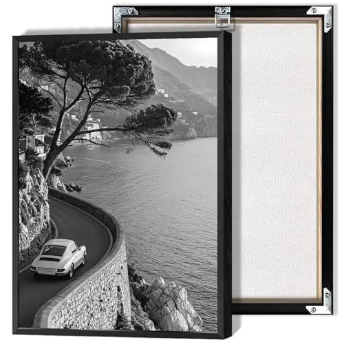 Vintage Black And White Poster Italy Amalfi Coast Car Canvas Wall Art Retro Luxury Travel Landscape Photography Prints Painting For Living Room Bedroom Apartment Wall Decor 16x24in Framed - color: style 05, size: 16"L x 24"W, style: Framed