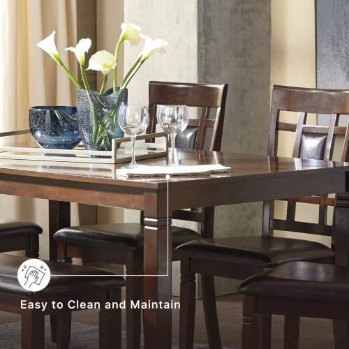 Signature Design by Ashley 6-Piece Dining Table Set with Bench, Dark Brown - color: Brown