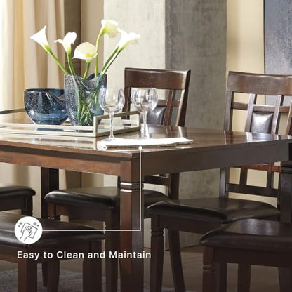 Signature Design by Ashley 6-Piece Dining Table Set with Bench, Dark Brown - color: Brown