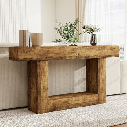 Spaco 63'' Long Console Table,2 Tier Farmhouse Entryway Table Sofa Table with Storage,Wood Behind Couch Table for Living Room, Hallway,Foyer - color: Rustic Brown (63'')