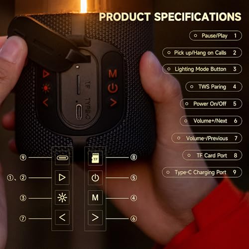 Bluetooth Speaker Lamp, Minimalist Table Lamp, Ambient Light | Wireless Bluetooth Speaker, TF-Card Input, Bluetooth 5.3, TWS Paring, for Bedroom Living Room, Dorm, Gift