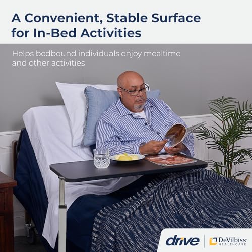 Drive Medical 13003 Non Tilt Top Overbed Table with Wheels, Chrome | Overbed Table with Wheels Features Non Tilt Chrome Top for Home and Hospital Use and Easy Daily Cleaning - color: Chrome