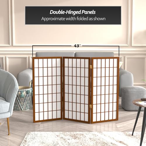 3 ft. Short Window Pane Shoji Screen - Walnut - 3 Panels