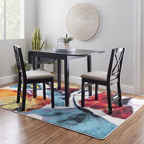 Linon Torino Black Wood 30" Square Drop Leaf Table - 30" X 48" Fully Extended - color: Black