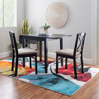 Linon Torino Black Wood 30" Square Drop Leaf Table - 30" X 48" Fully Extended - color: Black