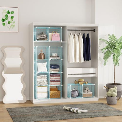 C&AHOME Wire Cube Storage, 12 - Cube Organizer Metal C Grids, Closet, Blue | Modular Shelves Units Storage Bins Shelving Bookshelf Shelf Cabinet - color: Blue
